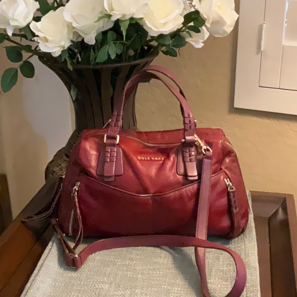 Cole Haan Burgundy Leather Shoulder Bag